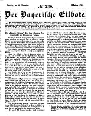 Baierscher Eilbote (Münchener Bote für Stadt und Land) Samstag 22. November 1851