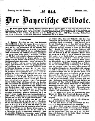 Baierscher Eilbote (Münchener Bote für Stadt und Land) Sonntag 30. November 1851