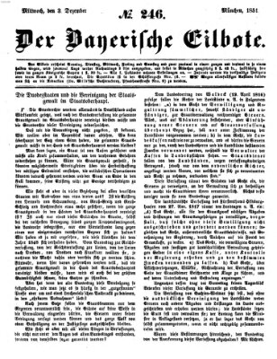 Baierscher Eilbote (Münchener Bote für Stadt und Land) Mittwoch 3. Dezember 1851