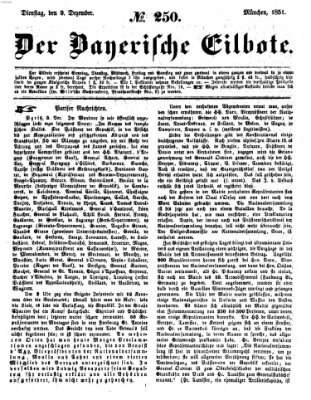 Baierscher Eilbote (Münchener Bote für Stadt und Land) Dienstag 9. Dezember 1851