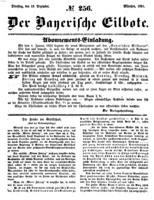 Baierscher Eilbote (Münchener Bote für Stadt und Land) Dienstag 16. Dezember 1851