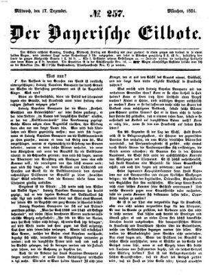 Baierscher Eilbote (Münchener Bote für Stadt und Land) Mittwoch 17. Dezember 1851