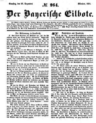 Baierscher Eilbote (Münchener Bote für Stadt und Land) Samstag 27. Dezember 1851