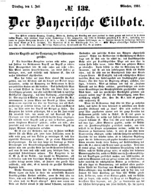Baierscher Eilbote (Münchener Bote für Stadt und Land) Dienstag 1. Juli 1851
