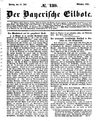 Baierscher Eilbote (Münchener Bote für Stadt und Land) Freitag 11. Juli 1851