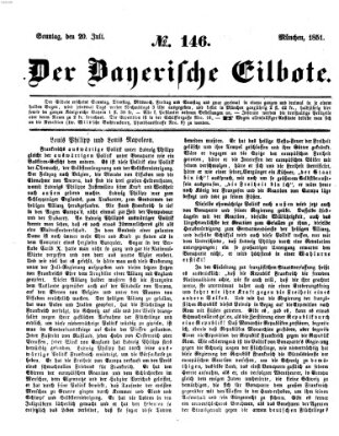 Baierscher Eilbote (Münchener Bote für Stadt und Land) Sonntag 20. Juli 1851