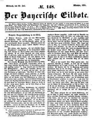 Baierscher Eilbote (Münchener Bote für Stadt und Land) Mittwoch 23. Juli 1851