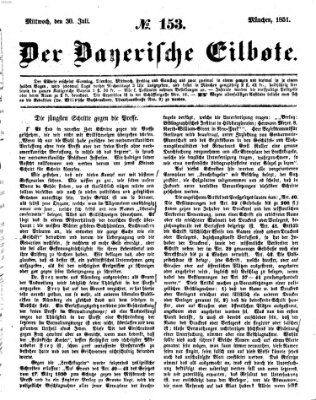 Baierscher Eilbote (Münchener Bote für Stadt und Land) Mittwoch 30. Juli 1851