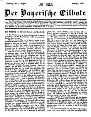 Baierscher Eilbote (Münchener Bote für Stadt und Land) Samstag 2. August 1851