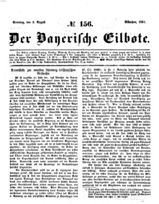 Baierscher Eilbote (Münchener Bote für Stadt und Land) Sonntag 3. August 1851