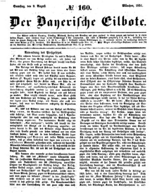 Baierscher Eilbote (Münchener Bote für Stadt und Land) Samstag 9. August 1851