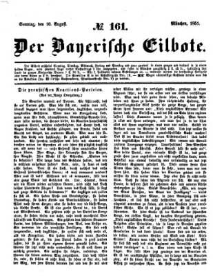 Baierscher Eilbote (Münchener Bote für Stadt und Land) Sonntag 10. August 1851