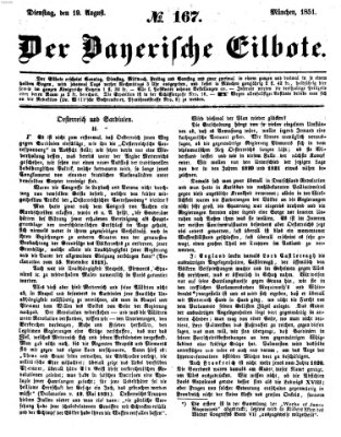 Baierscher Eilbote (Münchener Bote für Stadt und Land) Dienstag 19. August 1851