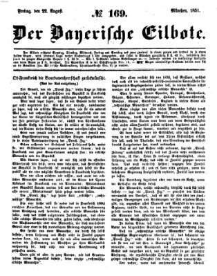 Baierscher Eilbote (Münchener Bote für Stadt und Land) Freitag 22. August 1851