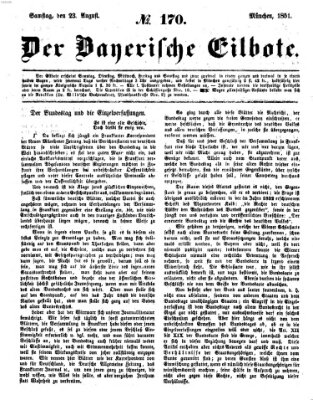 Baierscher Eilbote (Münchener Bote für Stadt und Land) Samstag 23. August 1851