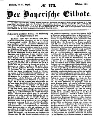 Baierscher Eilbote (Münchener Bote für Stadt und Land) Mittwoch 27. August 1851