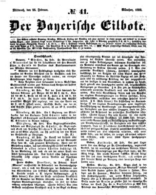 Baierscher Eilbote (Münchener Bote für Stadt und Land) Mittwoch 25. Februar 1852