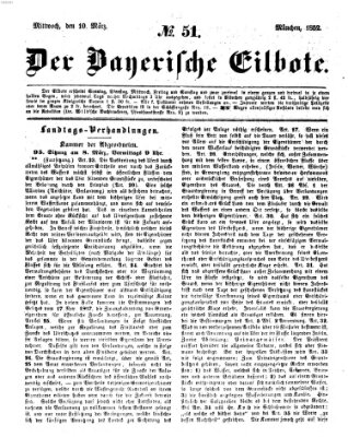 Baierscher Eilbote (Münchener Bote für Stadt und Land) Mittwoch 10. März 1852