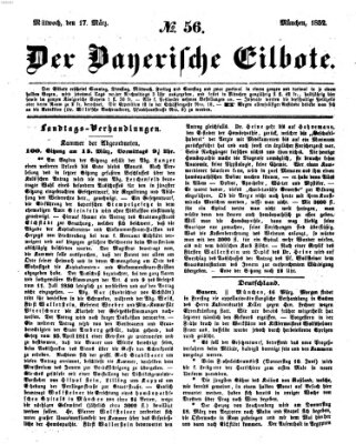Baierscher Eilbote (Münchener Bote für Stadt und Land) Mittwoch 17. März 1852