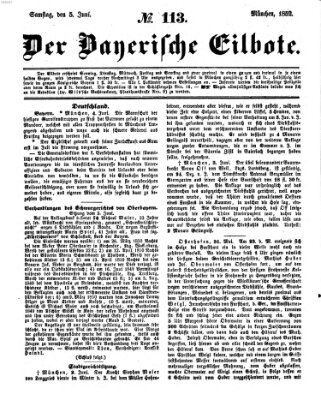 Baierscher Eilbote (Münchener Bote für Stadt und Land) Samstag 5. Juni 1852