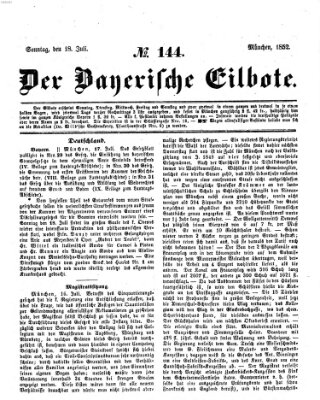 Baierscher Eilbote (Münchener Bote für Stadt und Land) Sonntag 18. Juli 1852