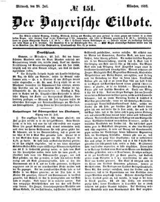 Baierscher Eilbote (Münchener Bote für Stadt und Land) Mittwoch 28. Juli 1852