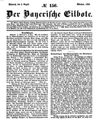 Baierscher Eilbote (Münchener Bote für Stadt und Land) Mittwoch 4. August 1852