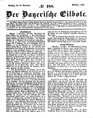 Baierscher Eilbote (Münchener Bote für Stadt und Land) Samstag 18. September 1852