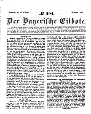 Baierscher Eilbote (Münchener Bote für Stadt und Land) Sonntag 10. Oktober 1852