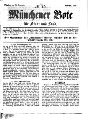 Münchener Bote für Stadt und Land Dienstag 30. November 1852