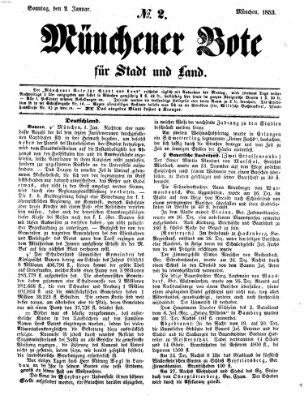 Münchener Bote für Stadt und Land Sonntag 2. Januar 1853