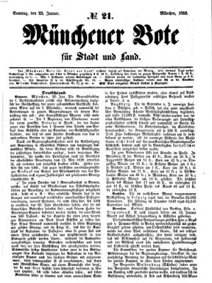 Münchener Bote für Stadt und Land Sonntag 23. Januar 1853