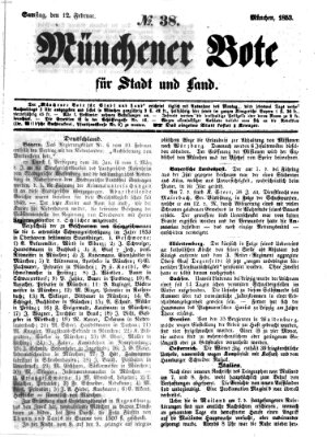 Münchener Bote für Stadt und Land Samstag 12. Februar 1853