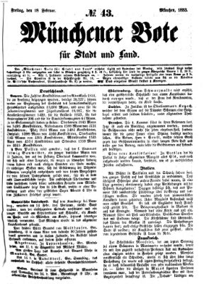 Münchener Bote für Stadt und Land Freitag 18. Februar 1853