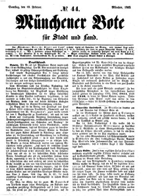 Münchener Bote für Stadt und Land Samstag 19. Februar 1853