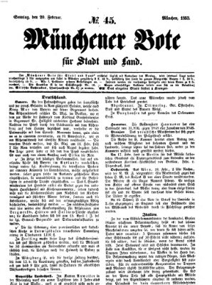 Münchener Bote für Stadt und Land Sonntag 20. Februar 1853