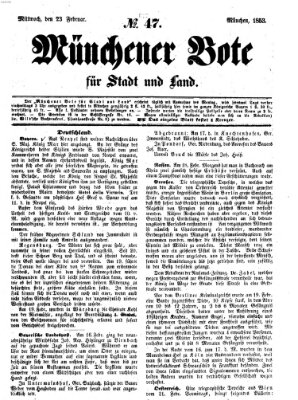 Münchener Bote für Stadt und Land Mittwoch 23. Februar 1853