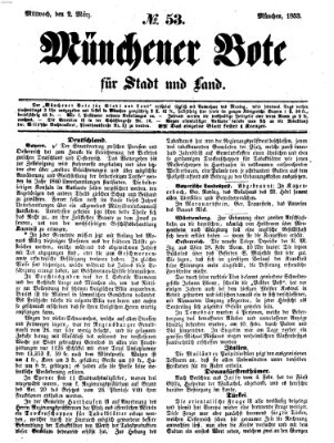 Münchener Bote für Stadt und Land Mittwoch 2. März 1853