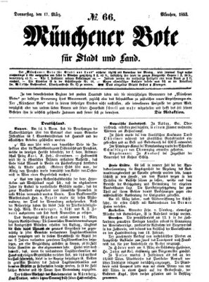 Münchener Bote für Stadt und Land Donnerstag 17. März 1853