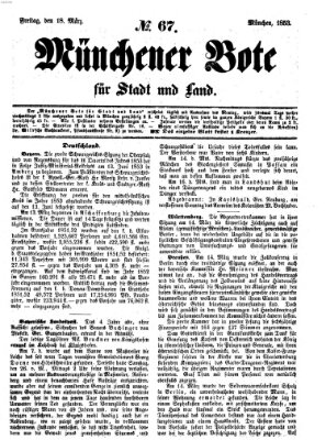 Münchener Bote für Stadt und Land Samstag 19. März 1853