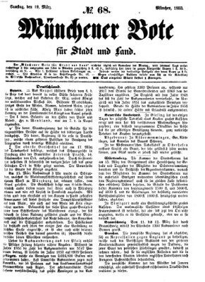 Münchener Bote für Stadt und Land Samstag 19. März 1853