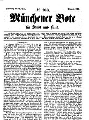 Münchener Bote für Stadt und Land Donnerstag 28. April 1853