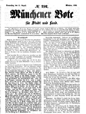 Münchener Bote für Stadt und Land Donnerstag 11. August 1853