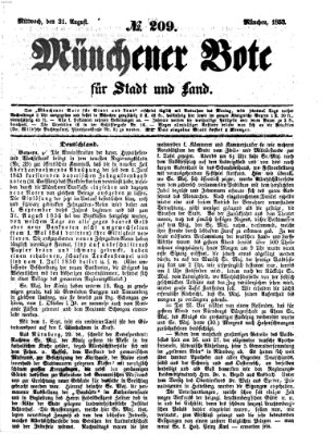 Münchener Bote für Stadt und Land Mittwoch 31. August 1853