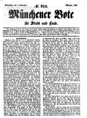 Münchener Bote für Stadt und Land Donnerstag 1. September 1853