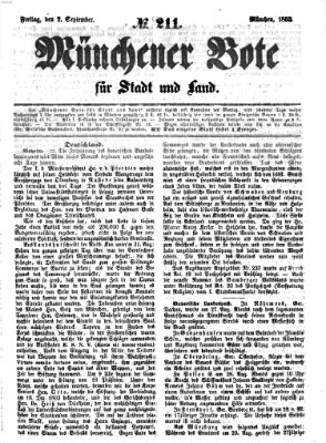 Münchener Bote für Stadt und Land Freitag 2. September 1853