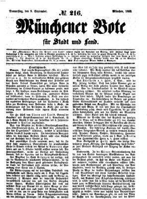 Münchener Bote für Stadt und Land Donnerstag 8. September 1853