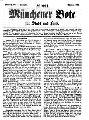 Münchener Bote für Stadt und Land Mittwoch 14. September 1853