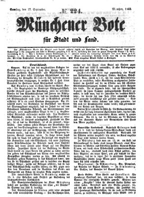 Münchener Bote für Stadt und Land Samstag 17. September 1853