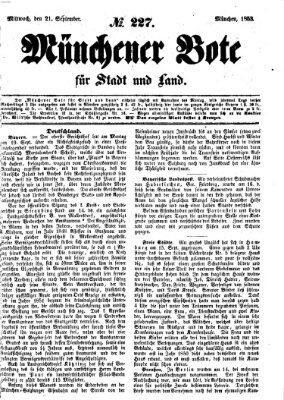 Münchener Bote für Stadt und Land Mittwoch 21. September 1853